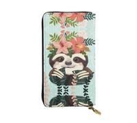 YYHHAOFA Animal Sloth Mint Green Prints Leather Long Clutch Wallet : Comfortable, Lightweight,Fashion, Durable 7.48 x 4.13 in