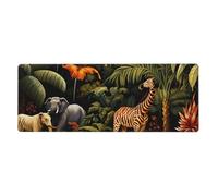 Yyhhaofa Animals In The Rainforest Printed Extra Large Mouse Pad, Computer Office Anti Slip Gaming Keyboard Thickened Version 12x31.5in