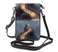 YYHHAOFA Ant colony moving Pattern Ladies' mobile phone with leather foreskin, crossbody flip cover, small adjustable shoulder strap