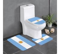 YYHHAOFA Argentine Flag Pattern Three Piece Set of Bathroom Floor mats, Bathroom Shower mats, Anti Slip Quick Drying
