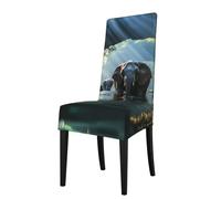 YYHHAOFA Asian elephant in the water Printed dining chair cover is easy to disassemble and made of high resilience fabric that is wear-resistant