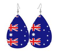 YYHHAOFA Australian flag Prints Drip Leather Earrings - Elegant Faux Leather Drops for Festive & Everyday Style