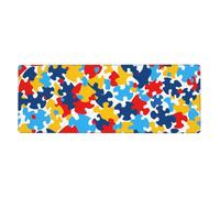 YYHHAOFA Autism Awareness Puzzle Pieces Heart Pattern Extra Large Mouse pad Mousepad Computer Office Gaming Keyboard Thickened Version 12x31.5in