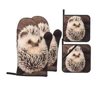 YYHHAOFA Baby Hedgehog Prints Kitchen Covers: Waterproof Oven Layers for Easy Cooking & Cleanup - 4 Piece Heat Shield Set