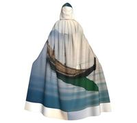 YYHHAOFA Bamboo raft on the sea Printed Halloween Adult Hooded Cloak is a super large, comfortable, and durable cloak