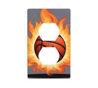 YYHHAOFA Basketball On Fire Printed Double Socket Wall Panel Decorative is Durable and Suitable for Socket Light Switch Accessories 4.5x2.76in
