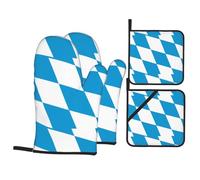 YYHHAOFA Bavarian Flag Prints Kitchen Covers: Waterproof Oven Layers for Easy Cooking & Cleanup - 4 Piece Heat Shield Set