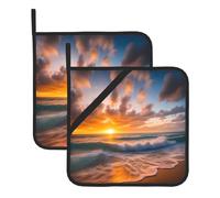 YYHHAOFA Beach Maui Hawaii Sunset Sea Waves Clouds Prints Square Insulated Pot Holder Set of 2 8x8 in for Kitchen lids, Microwave ovens, Outdoor barbecues