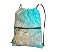 YYHHAOFA Beach Shanghai Star Prints Drawstring Zipper Backpack - Lightweight Gym Bag with Water-Resistant Fabric, Convenient Front Pocket & Adjustable Straps for Travel