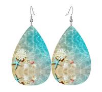YYHHAOFA Beach Shanghai Star Prints Drip Leather Earrings - Elegant Faux Leather Drops for Festive & Everyday Style