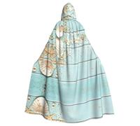YYHHAOFA Beach Shell Sea Collection Vintage Boho Prints Hooded Cloak Throw for Cosplay - Long Sleeves, Durable Festival Layer