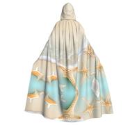 YYHHAOFA Beach Starfish Pattern Halloween Adult Hooded Cape Men'S And Women'S Clothing Mantle Role-Playing