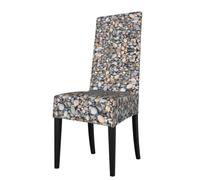 YYHHAOFA Beach Stones Pattern Prints Dining Chair Throws - Stretchable Polyester-Spandex Slipcovers for Refreshing Your Dining Room Decor