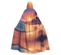 YYHHAOFA Beach Sunset Printed Halloween Adult Hooded Cloak is a super large, comfortable, and durable cloak
