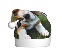 YYHHAOFA Beagle Dog Pattern Christmas Hat for Adult Soft, Lightweight, and Fluffy Design for Men and Women