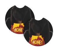 YYHHAOFA Bear Eats Honey Prints Car Cup Coasters 2-Pack - Stylish Drink Protectors: Keep Your Ride Clean & Fresh!