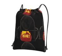 YYHHAOFA Bear Eats Honey Prints Drawstring Zipper Backpack - Lightweight Gym Bag with Water-Resistant Fabric, Convenient Front Pocket & Adjustable Straps for Travel