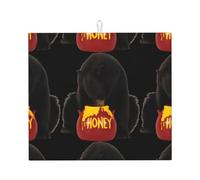 YYHHAOFA Bear Eats Honey Prints Kitchen Drying Mat - Absorbent Dish Throw for Countertops, Non-Slip Quick-Dry Layer with Stylish Prints
