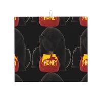 YYHHAOFA Bear Eats Honey Prints Kitchen Drying Mat - Absorbent Dish Throw for Countertops, Quick-Dry Non-Slip Layer with Stylish Prints, for New Homes