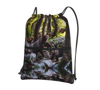 YYHHAOFA Bear Prints Drawstring Zipper Backpack - Lightweight Gym Throw Bag with Water-Resistant Fabric & Multiple Pockets for Travel & Sports