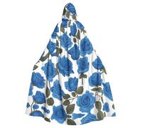 YYHHAOFA Beautiful blue roses Printed Halloween Adult Hooded Cloak is a super large, comfortable, and durable cloak