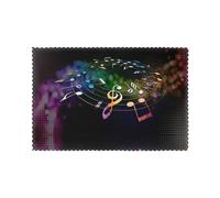 YYHHAOFA Beautiful colorful notes Prints Durable Table Layers - Heat Resistant Place Mat Covers, 6-Piece Set with Printed Designs for Dining