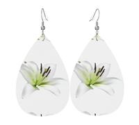 YYHHAOFA beautiful-lilies Prints Drip Earrings - Faux Leather Dangling Charms for Women - Lightweight Jewelry for Parties & Holiday Gifts