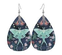 YYHHAOFA Beautiful Moth Prints Drip Earrings - Stylish Faux Leather Drops with 925 Sterling Silver Hooks - Hypoallergenic & Long-Lasting