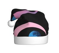 YYHHAOFA Beautiful pink blue crescent moon Pattern Christmas Hat for Adult Making It a Fun and Durable Gift for Men and Women