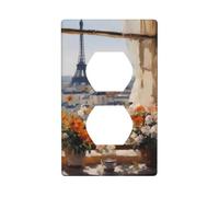 YYHHAOFA Beautiful Pylons in The Distance Printed Double Socket Wall Panel Decorative is Durable and Suitable for Socket Light Switch Accessories 4.5x2.76in
