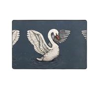 YYHHAOFA Beautiful White Swan Prints Flannel anti-slip floor mat 36"x24" : Fine velvet, non-slip, durable,absorb water