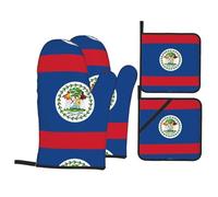 YYHHAOFA Belize Flag Prints Kitchen Covers: Waterproof Oven Layers for Easy Cooking & Cleanup - 4 Piece Heat Shield Set