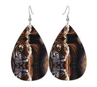 YYHHAOFA Bengal Tiger Prints Drip Earrings - Stylish Faux Leather Drops with 925 Sterling Silver Hooks - Hypoallergenic & Long-Lasting