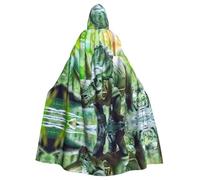 YYHHAOFA Bicorn Dinosaur Printing Halloween Adult Hooded Cape Cloak No Zipper, Comfortable For Costume Parties
