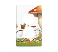YYHHAOFA Bicycle in The Mushroom Garden Printed Double Socket Wall Panel Decorative is Durable and Suitable for Socket Light Switch Accessories 4.5x2.76in