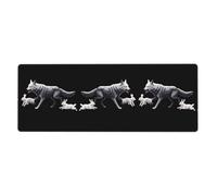 YYHHAOFA Big Bad Wolf Chasing Rabbit Printed Extra Large Mouse Pad, Computer Office Anti Slip Gaming Keyboard Thickened Version 12x31.5in