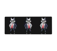 YYHHAOFA Big Bad Wolf Wearing Sunglasses Printed Extra Large Mouse Pad, Computer Office Anti Slip Gaming Keyboard Thickened Version 12x31.5in