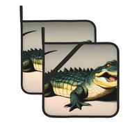YYHHAOFA Big Mouth Crocodile Prints Square Insulated Pot Holder Set of 2 8x8 in for Kitchen lids, Microwave ovens, Outdoor barbecues