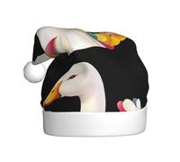YYHHAOFA Big white goose with colorful ribbon Pattern Christmas Hat for Adult Making It a Fun and Durable Gift for Men and Women
