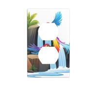 YYHHAOFA Birds Dancing Beside The Waterfall Printed Double Socket Wall Panel Decorative is Durable and Suitable for Socket Light Switch Accessories 4.5x2.76in