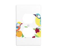 YYHHAOFA Birds Eating Fruit Printed Double Socket Wall Panel Decorative is Durable and Suitable for Socket Light Switch Accessories 4.5x2.76in