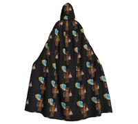 YYHHAOFA Birthday bear Prints Halloween Adult Hooded Cloak is a super large, comfortable, and durable cloak designed for adults