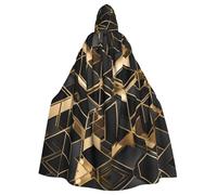 YYHHAOFA Black and gold plaid 2 Printed Halloween Adult Hooded Cloak is a super large, comfortable, and durable cloak