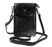 YYHHAOFA Black And White Galaxy Pattern Small Leather Women'S Crossbody Flip Phone Bag, Waterproof And Durable