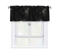 YYHHAOFA Black and White Galaxy Prints Cozy Kitchen Window Layer - 54x18 Inch Peach Skin Valance for a Brighter Home