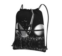 YYHHAOFA Black and White Golf Prints Drawstring Zipper Backpack - Lightweight Gym Throw Bag with Water-Resistant Fabric & Multiple Pockets for Travel & Sports
