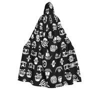 YYHHAOFA Black And White Pirates Printed Halloween Adult Hooded Cloak is a super large, comfortable, and durable cloak