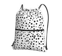 YYHHAOFA Black And White Polka Dot Prints Drawstring Zipper Backpack - Durable, Lightweight Water-Resistant Gym Bag for Travel, Sports & Everyday Carry
