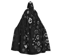 YYHHAOFA Black And White Universe Pattern Halloween Adult Hooded Cape Men'S And Women'S Clothing Mantle Role-Playing