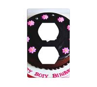 YYHHAOFA Black Chocolate Cake Printed Double Socket Wall Panel Decorative is Durable and Suitable for Socket Light Switch Accessories 4.5x2.76in